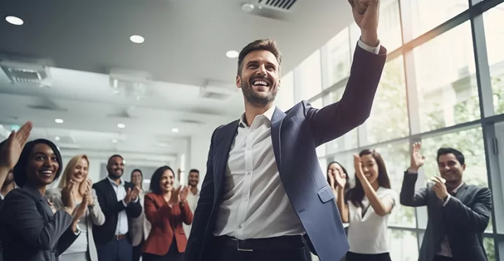 Employee receiving recognition