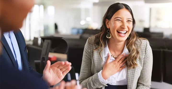 employee feeling happy for being recognized